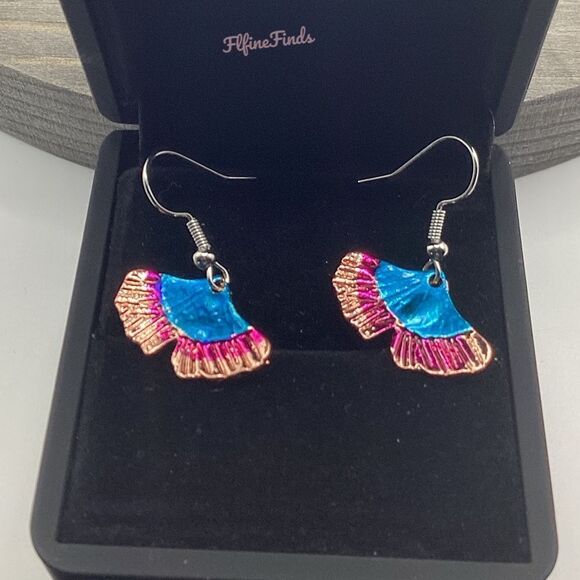🌸Boho Ginkgo Leaf colorful Drop Earrings🌸 - Picture 2 of 13